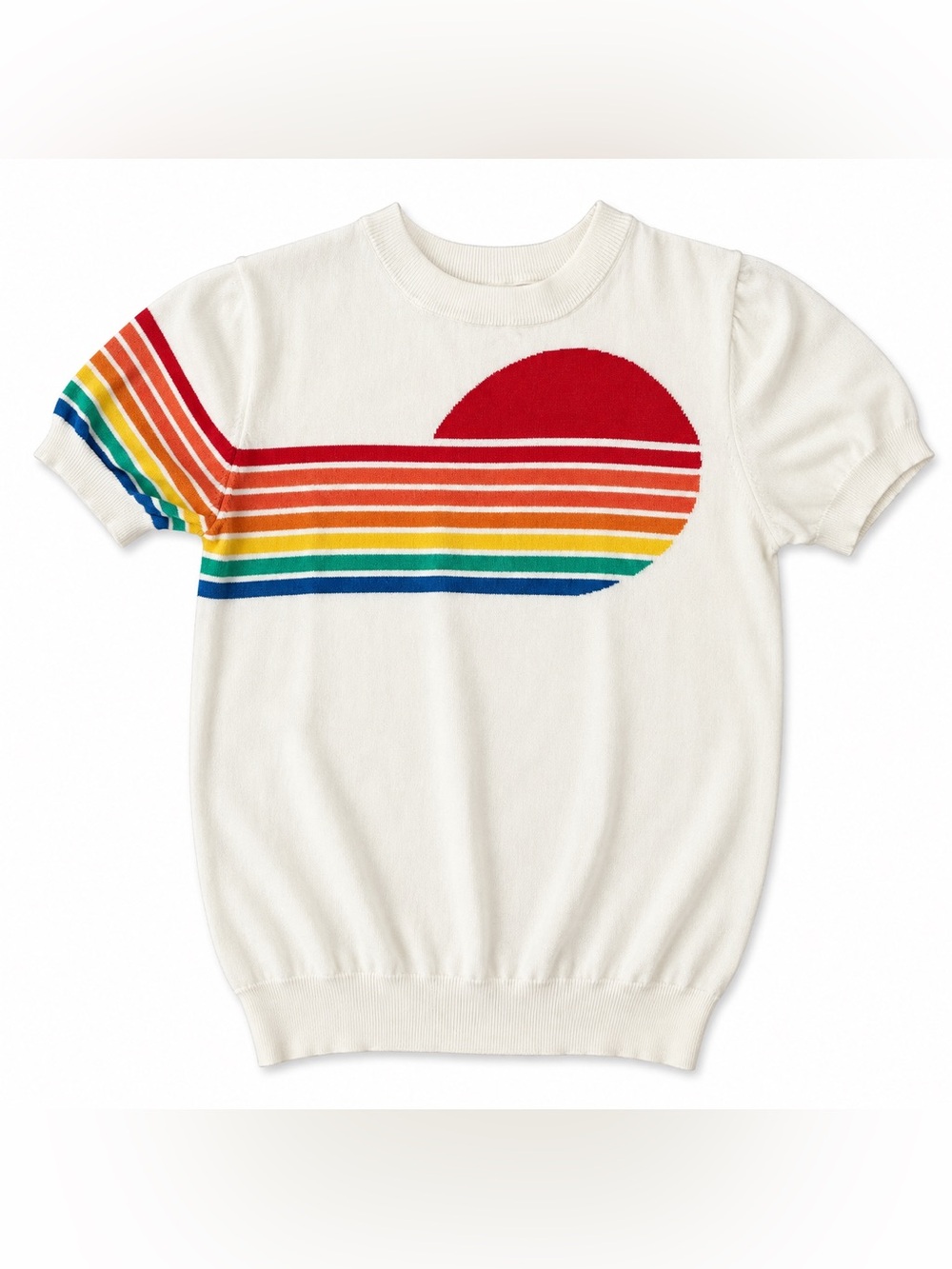OXKNIT Rainbow Sunset Retro 70s Knit Sweater Top Small
